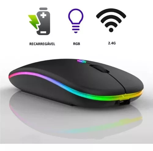 Mouse Sem Fio Wireless Recarregável Bluetooth Ergonômico