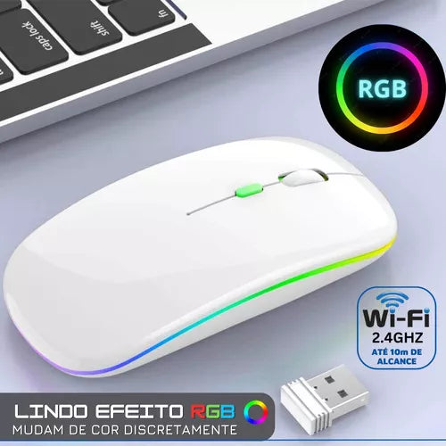 Mouse Sem Fio Wireless Recarregável Bluetooth Ergonômico